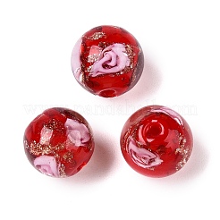 Светящиеся бусины лэмпворк из золота и песка ручной работы LAMP-T021-10mm-03V