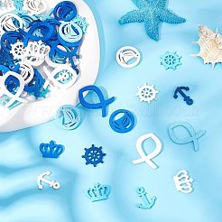 100 шт. подвески из окрашенного дерева в 5 стилях с морской тематикой WOOD-NB0001-96