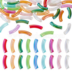 50шт УФ-покрытие прозрачные радужные переливающиеся акриловые бусины&nbsp;OACR-TA0004-19