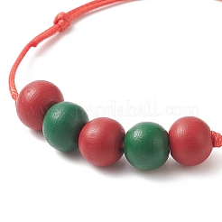 Браслет из деревянных круглых плетеных бусин&nbsp;BJEW-JB09927