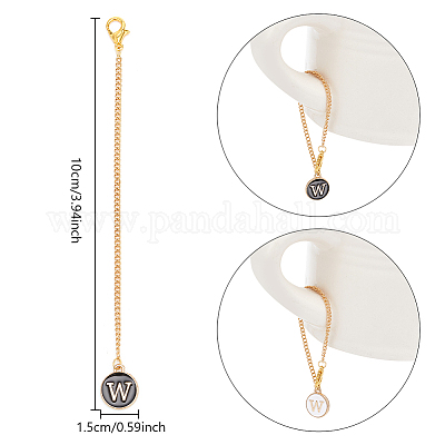 Плоские круглые подвески из эмалевого сплава с буквами AJEW-AB00184-23-1