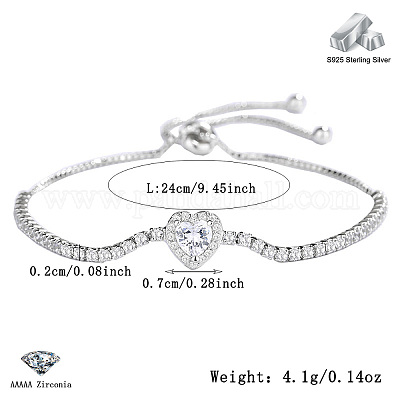 925 браслет-слайдер из стерлингового серебра с паве из кубических цирконий UI0543-1