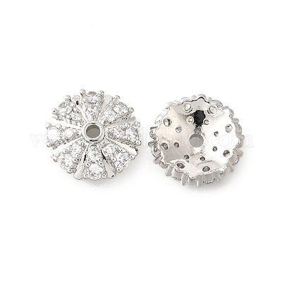 Колпачки для бусин из прозрачного кубического циркония в форме цветка из латуни KK-V008-03P-1