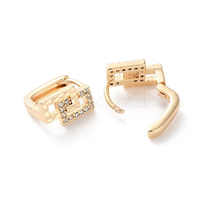 Серьги-кольца из латуни с прозрачным кубическим цирконием EJEW-S241-06G-1