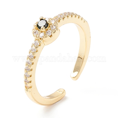 Сверкающий кубический цирконий плоское круглое кольцо-манжета KK-D067-43G-RS-1