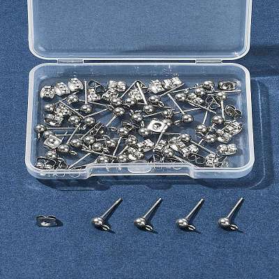 40 шт. фурнитура для сережек-гвоздиков из нержавеющей стали 304 STAS-FS0001-76P-1