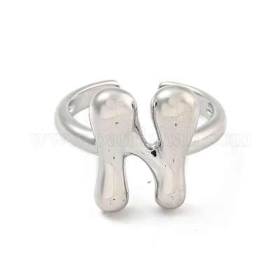 Латунные открытые манжеты с буквами для женщин RJEW-G313-01N-P-1