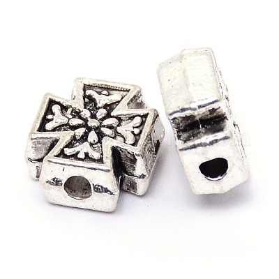 Сплавочные овальные бусины тибетского стиля  TIBEB-TAC0001-02AS-RS-1