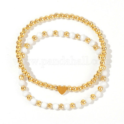 2 комплект элегантных браслетов из латуни и драгоценных камней GH1695-1