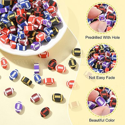 1 пакетик регбийных бусин из полимерной глины ручной работы CLAY-CJ0002-02-1