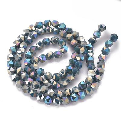 Гальванические непрозрачные стеклянные бусины EGLA-T019-05F-1