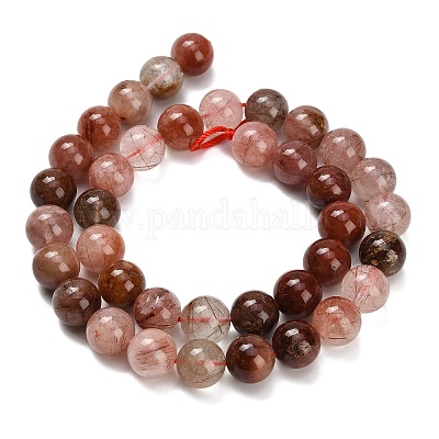 Натуральный красный Rutilated кварцевые нити бисера G-G300-A02-10mm-1