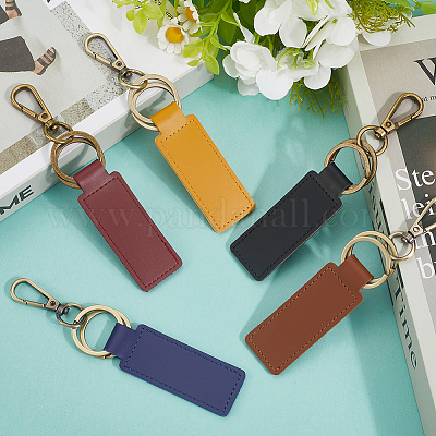5шт 5 цвета прямоугольный брелок из искусственной кожи KEYC-SC0001-61-1