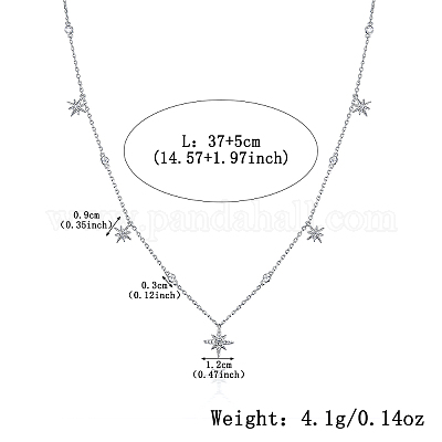 Женское ожерелье-звезда с микропаве из стерлингового серебра S925 с прозрачными кубическими цирконами RI1010-2-1