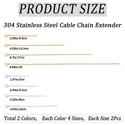 16 шт. 8-х стильный удлинитель цепи из нержавеющей стали 304 STAS-CN0001-61-1