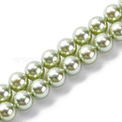 УФ-покрытие перламутровые стеклянные жемчужные бусины нити GLAA-F128-01A-T21-1