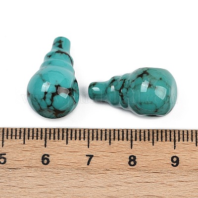 Окрашенные синтетические бирюзовые бусины гуру с 3 отверстием G-C198-01A-07-1