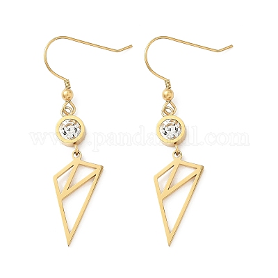 Серьги-подвески из нержавеющей стали 304 с треугольными подвесками EJEW-Z129-07G-1