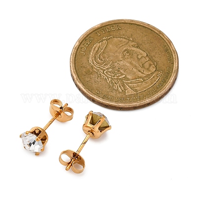 Серьги-гвоздики из нержавеющей стали 304 с микропаве из прозрачных кубических цирконий EJEW-P299-01D-G-1