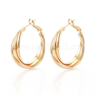 Серьги-кольца из латуни EJEW-T047-100G-1