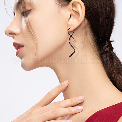 4 пара двухцветных спиральных серег из нержавеющей стали 304 для женщин EJEW-AN0003-02-1