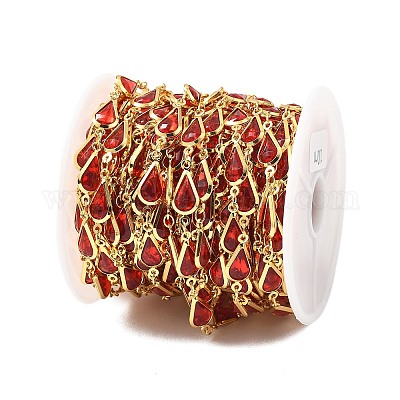 Латунные стеклянные каплевидные звенья цепи CHC-R001-04G-03-1