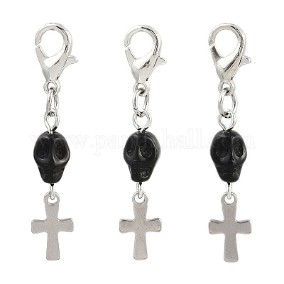 Украшения с подвесками в виде черепа из синтетической бирюзы HJEW-JM03808-04-1