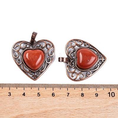 Натуральные подвески в форме сердца из красной яшмы и персика G-G158-01-02-1