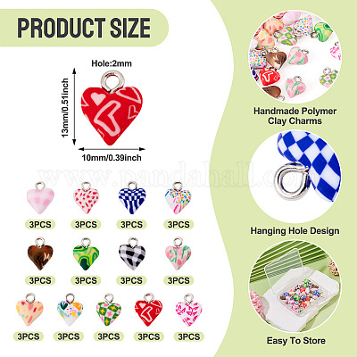 39шт 13 цвета подвески из полимерной глины ручной работы&nbsp;CLAY-TA0001-91-1