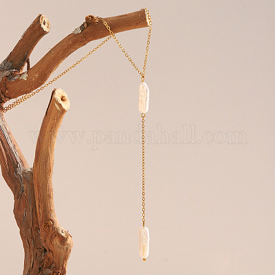 Длинные ожерелья-палочки из натурального жемчуга Кеши для женщин из нержавеющей стали SV1483-1