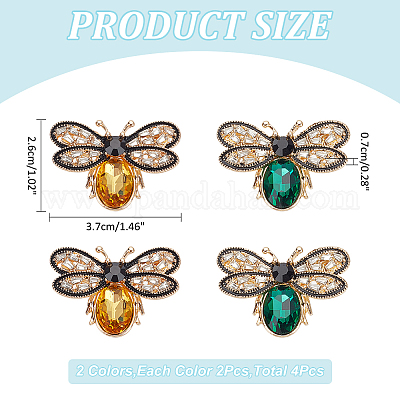 4 шт. 2-х цветная заколка-булавка со стразами в виде пчелы JEWB-WR0001-06-1
