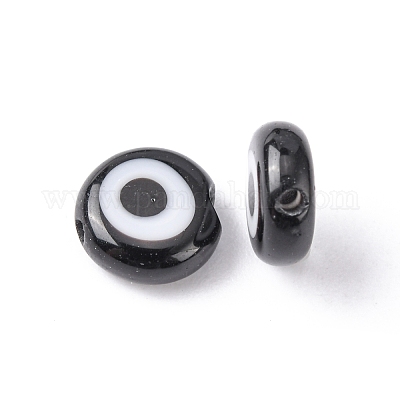 Ручной сглаза Lampwork плоские круглые пряди шарик&nbsp;LAMP-L058-8mm-10-1