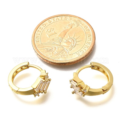 Латунные серьги-кольца из прозрачного кубического циркония EJEW-C126-12G-1