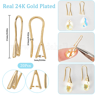20 шт. латунные крючки для сережек с покрытием KK-SC0004-61-RS-1