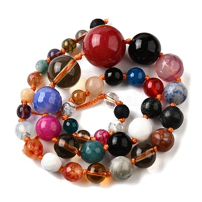 Нити из натуральных смешанных камней и стекла G-C188-01-1