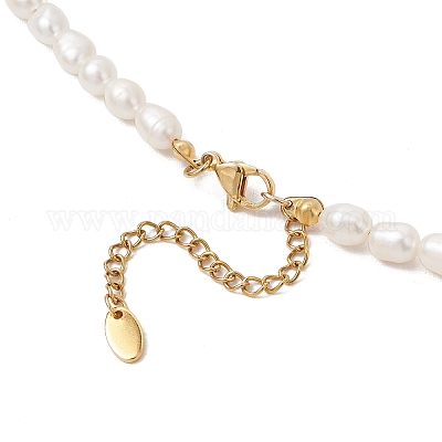 Ожерелья из натурального культивированного пресноводного жемчуга и рисовых бусин NJEW-JN05224-1