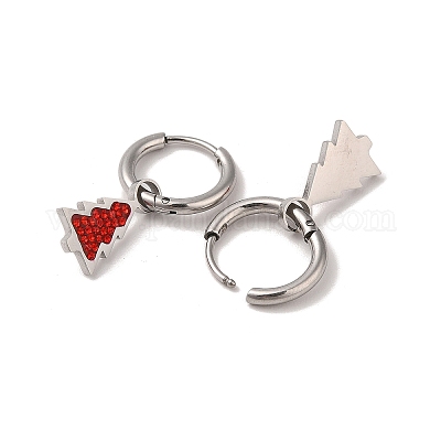 3 пара 3 стилей рождественских серег-колец и гвоздиков из нержавеющей стали 304 для женщин EJEW-K279-11C-P-1