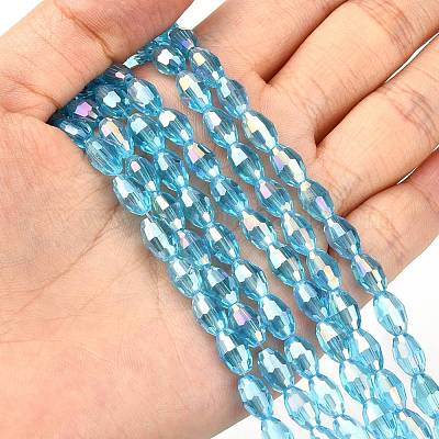 Стеклянные бусины с гальваническим покрытием  GC6X9MMC20Y-AB-1