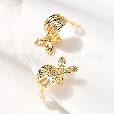 Серьги-гвоздики из листовой латуни EJEW-B148-05G-1