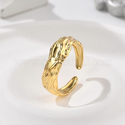 Текстурированные открытые манжетные кольца из нержавеющей стали 304 RJEW-R014-03G-03-1