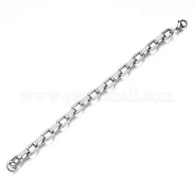 Не тускнеющий браслет из толстой цепи из нержавеющей стали 201 для мужчин и женщин BJEW-S057-75-1