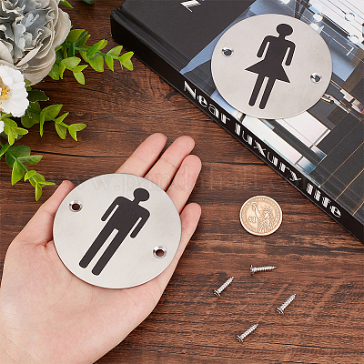 2 комплект из 2-х табличек для туалета из нержавеющей стали 201 DIY-UN0001-87-1