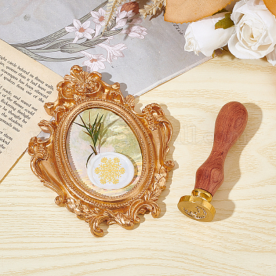 Латунная восковая печать с деревянной ручкой AJEW-WH0412-0014-1