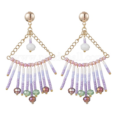 Треугольные стеклянные серьги-люстры EJEW-MZ00523-03-1