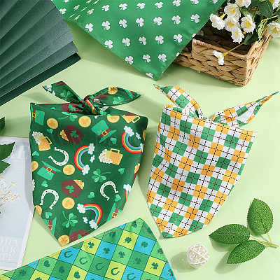 4 шт. 4 стиля треугольный полиэстеровый носовой платок для домашних животных AJEW-CP0006-08B-05-1