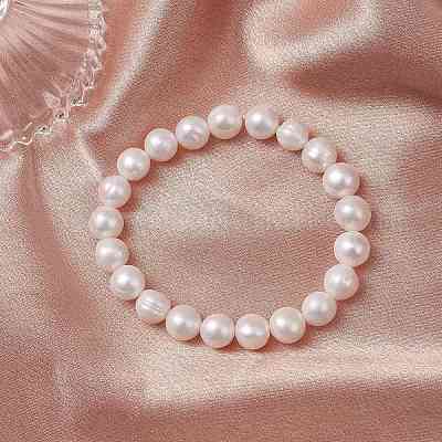 Браслеты из натуральных пресноводных жемчужин с круглыми бусинами для женщин BJEW-JB12128-1