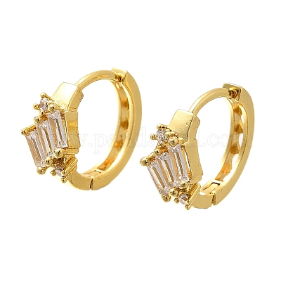 Латунные серьги-кольца из прозрачного кубического циркония EJEW-C126-12G-1