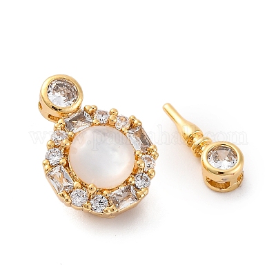 Латунные застежки из прозрачного кубического циркония с микропаве KK-P291-28G-1