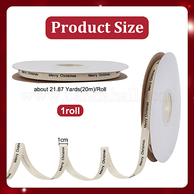 20 м хлопковые ленты с принтом «С Рождеством» SRIB-WH0011-237-1