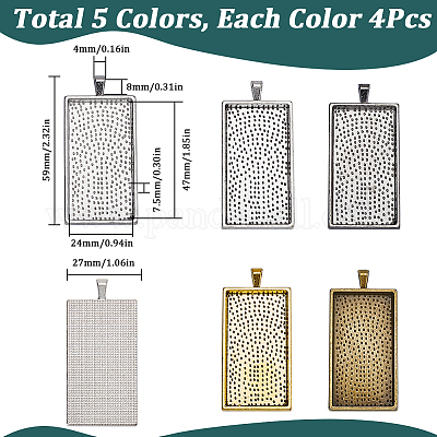 20шт 5 цвета сплава подвеска кабошон настройки FIND-SP0002-74-1
